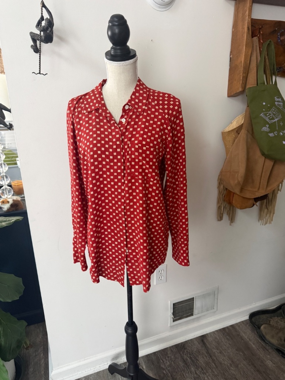 EQUIPMENT FEMME Patterned Floral Top Boho M Silk